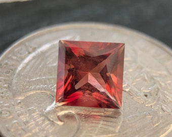 Oregon Red Orange Sunstone - Faceted Square Shape - 7MM - 1.55 carats - Ponderosa Mine, Oregon, USA