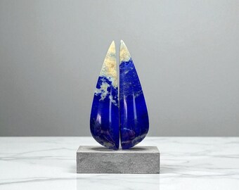 Pair of Natural Lapis Lazuli Cabochons – Triangular Shape 33 mm – Pitawak, Badakhshan, Afghanistan – Handcrafted – BLL1