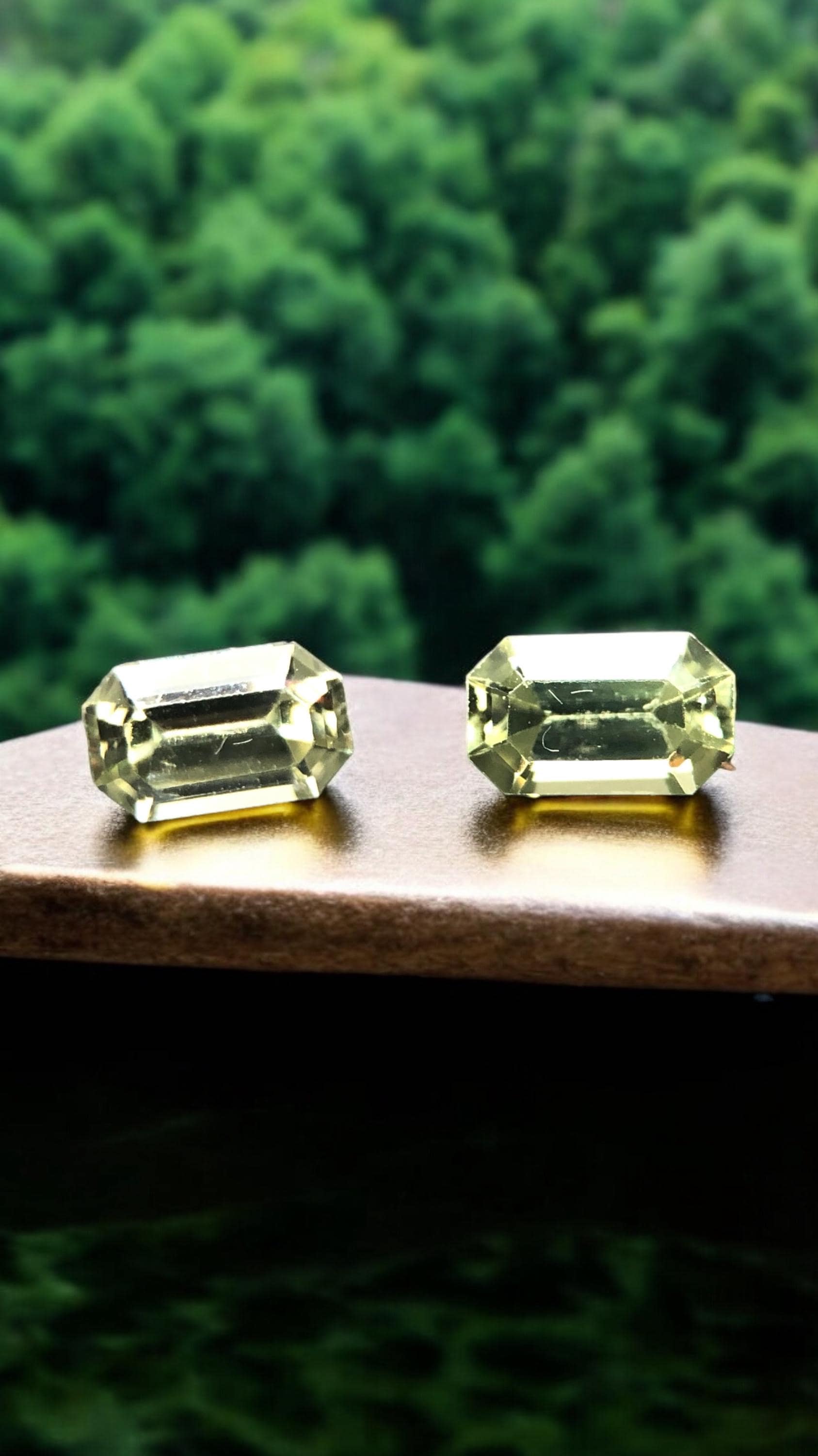 Pair of unheated lavender-grey-green brown sapphires – Faceted emerald cut shape – 5x3 mm – 0.74 carat – Ilakaka mine, Madagascar