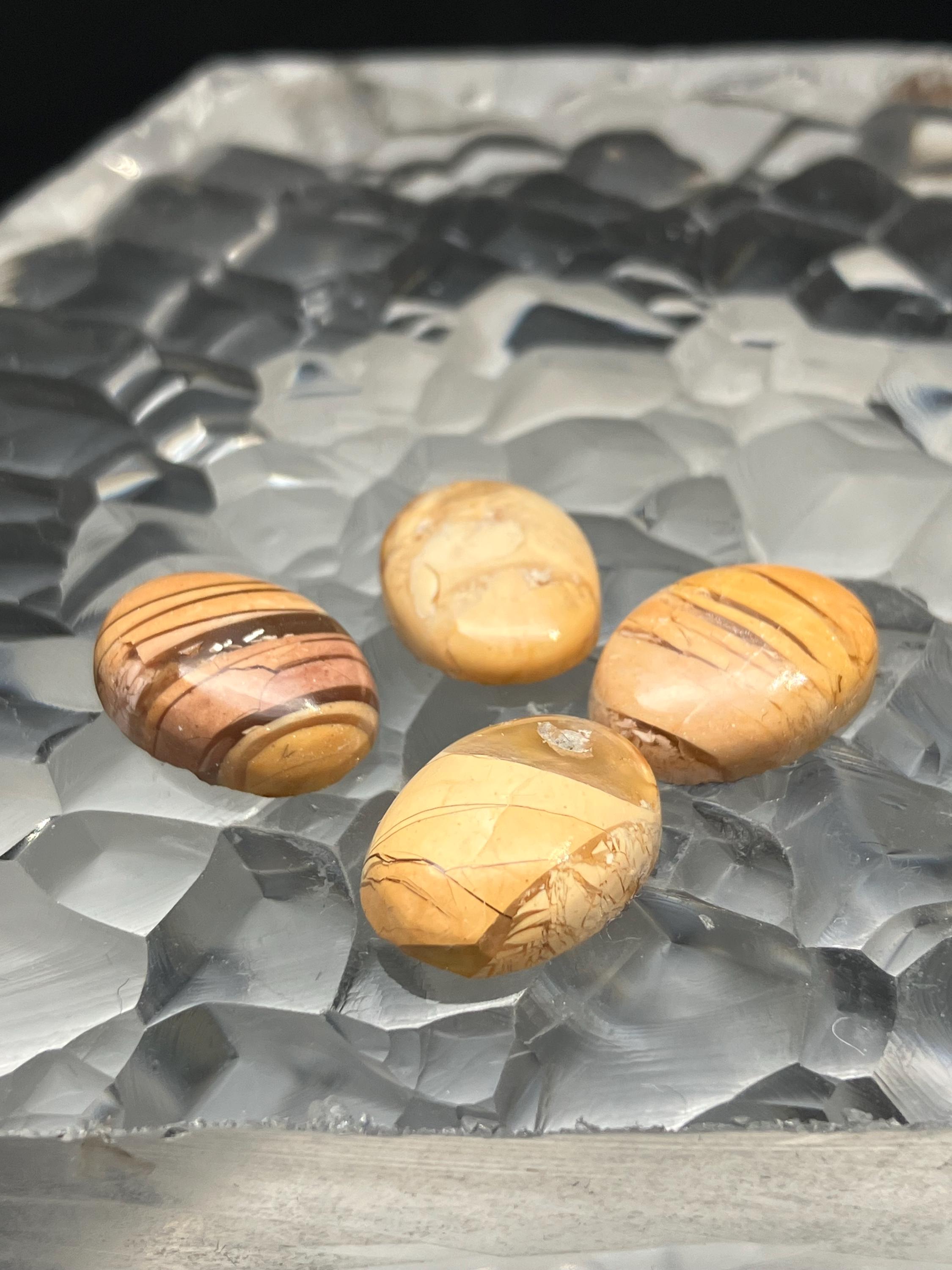 Set of 4 Brecciated Mookaite Jasper Cabochons – Oval Shape – 14
