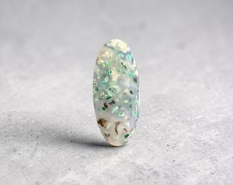 Natural Copper Chalcedony Cabochon "Confetti" – Oval Shape 39MM – Rare Stone from Indonesia – Handcrafted – Ref. CCM4