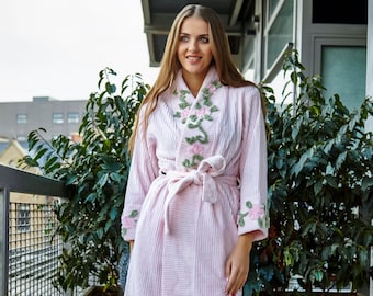 Pink chenille housecoat robe - Gem