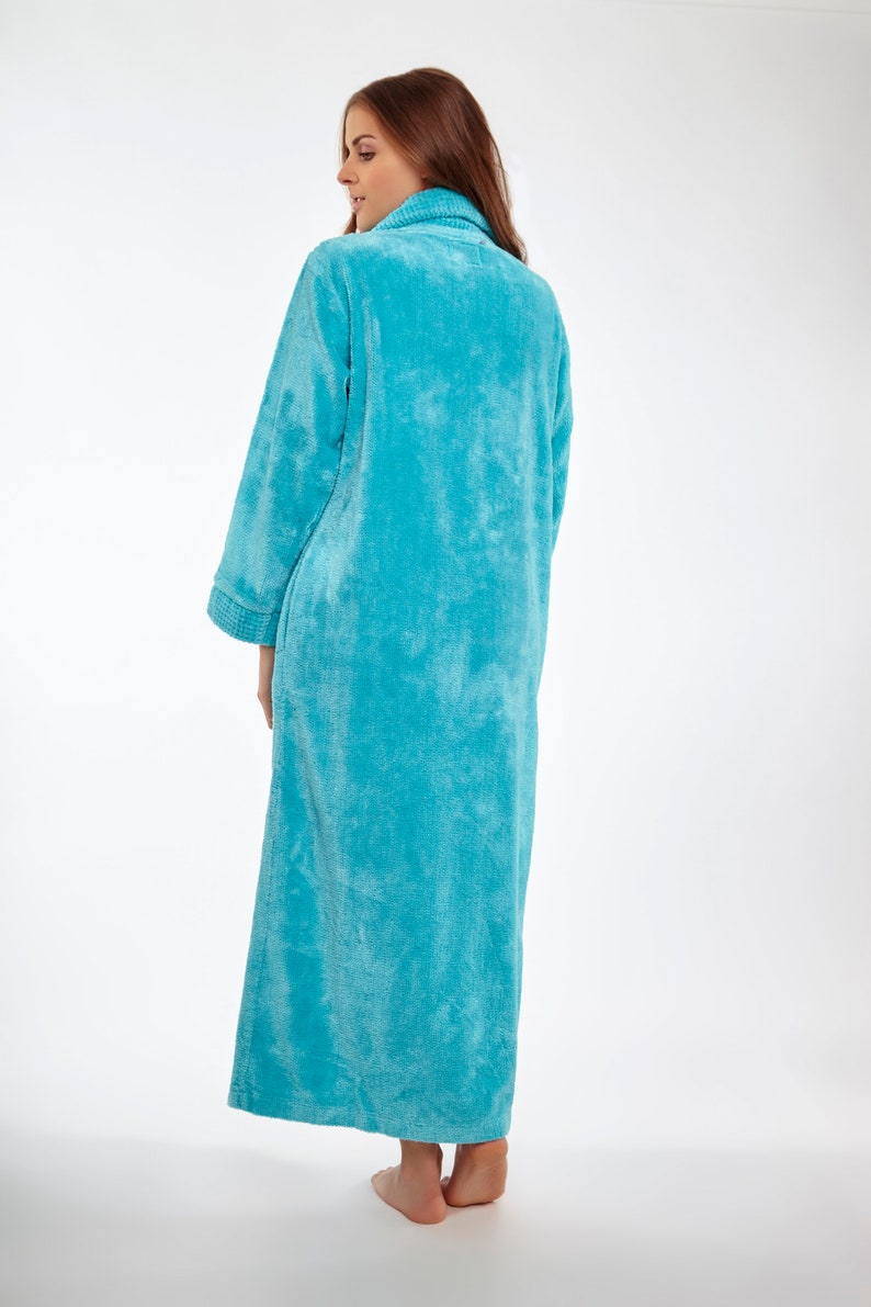 Floral Embroidered Chenille Zipper Robe Etsy