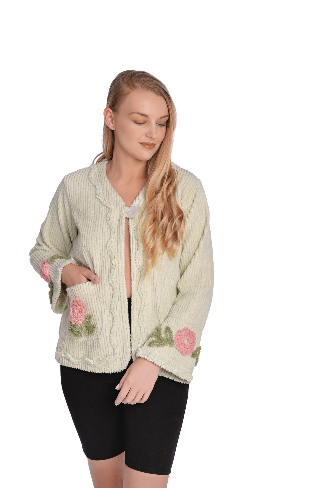 Floral Embroidered Chenille Bed Jacket Etsy