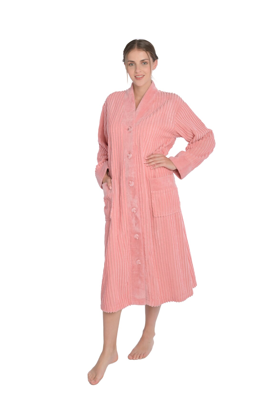 HOC Womens Chenille Button Front Robe Bathrobe Etsy