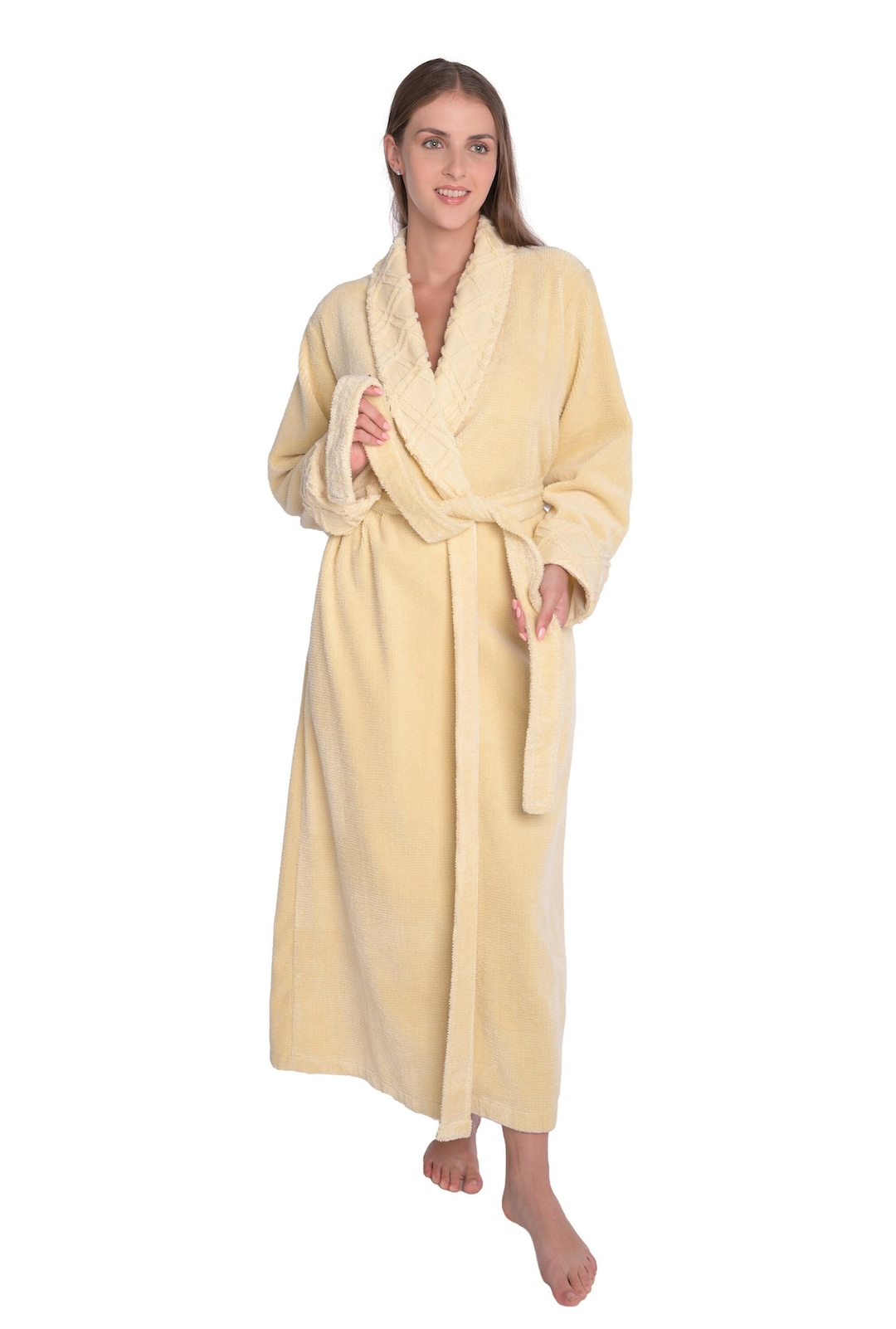 Womens Waffle Shawl Collar Long Chenille Robe Bathrobe Etsy