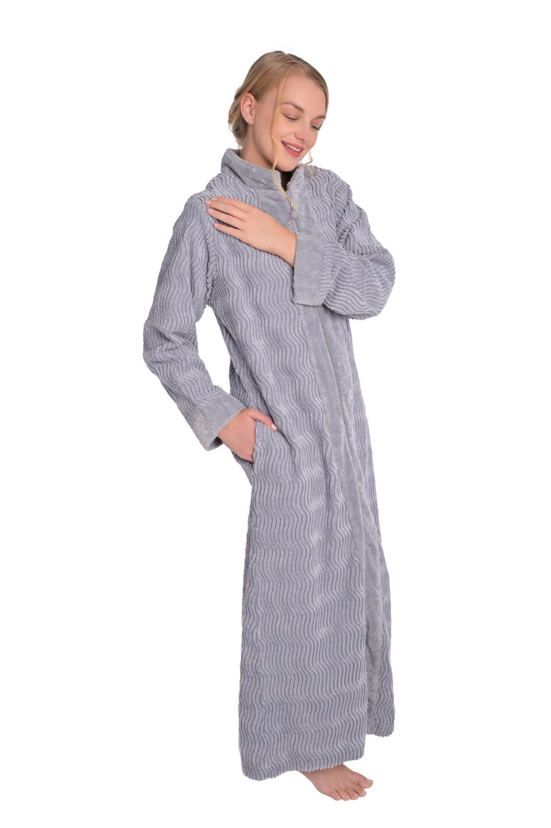 Womens Soft Wavy Chenille Zipper Robe Etsy