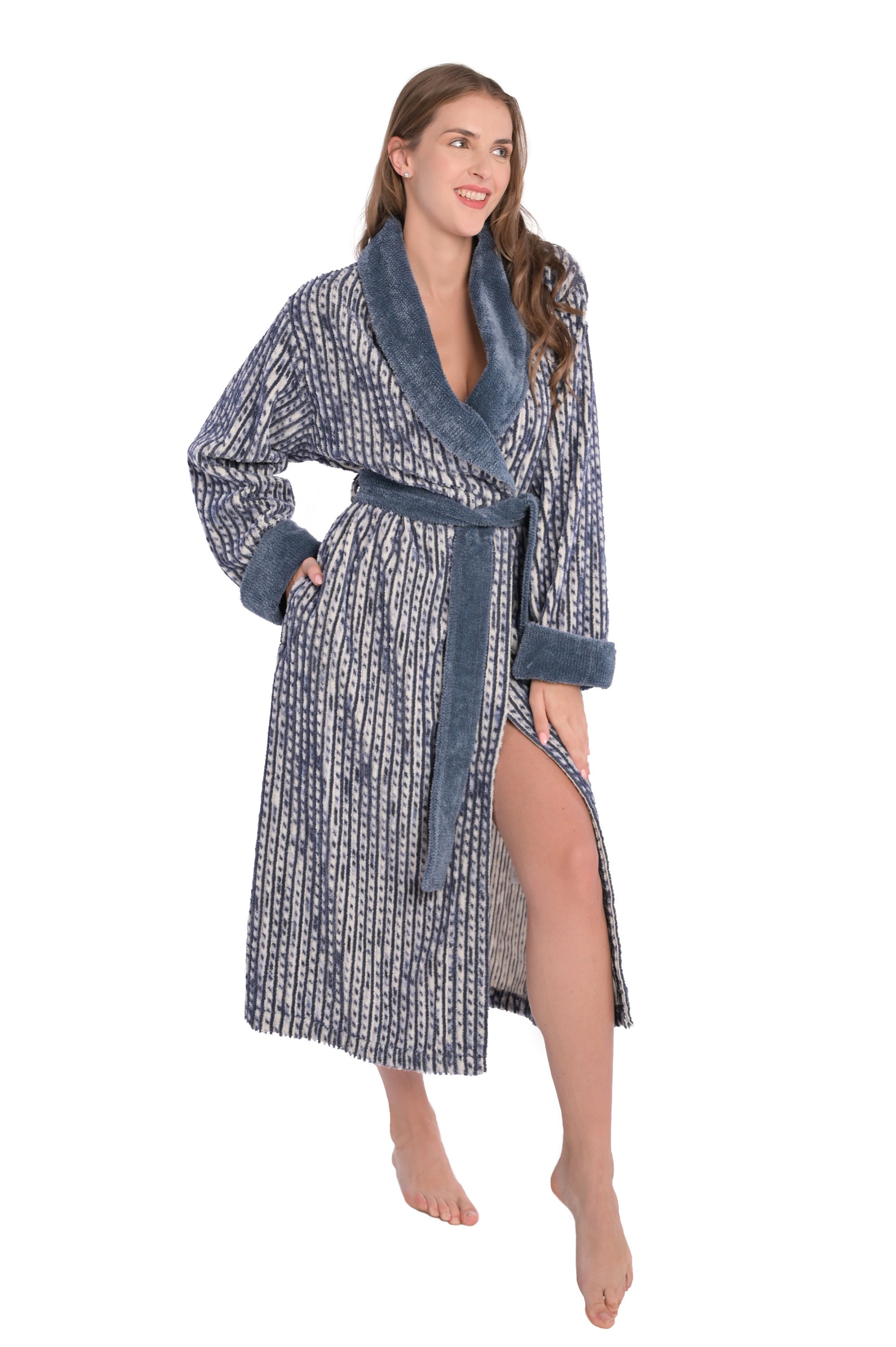 Womens Luxury Shawl Collar Chenille Robe Bathrobe Etsy UK