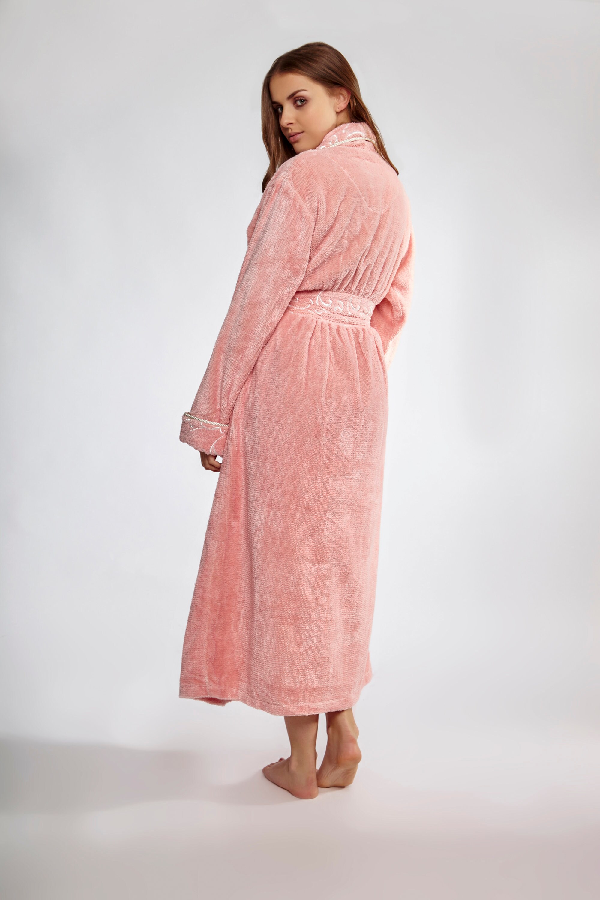 Royal Embroidered Shawl Collar Chenille Robe Chenille Robe Etsy Canada