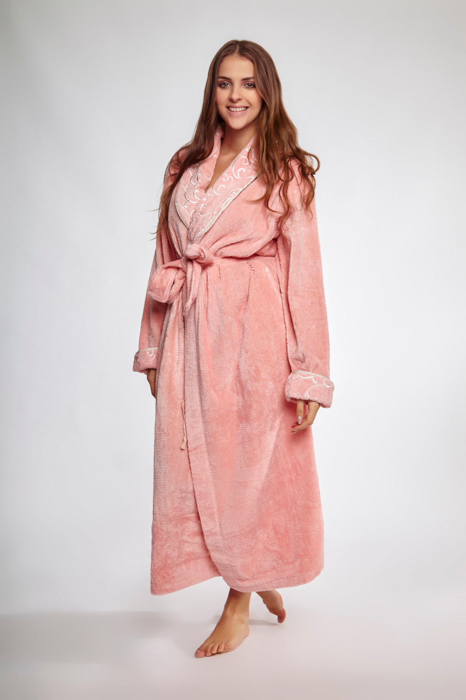 Royal Embroidered Shawl Collar Chenille Robe Chenille Robe Etsy Canada