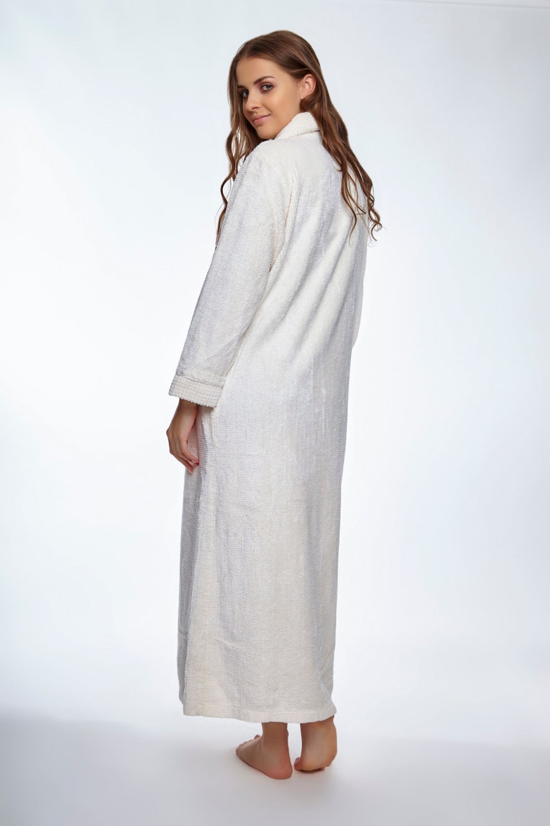 Floral Embroidered Chenille Zipper Robe Etsy