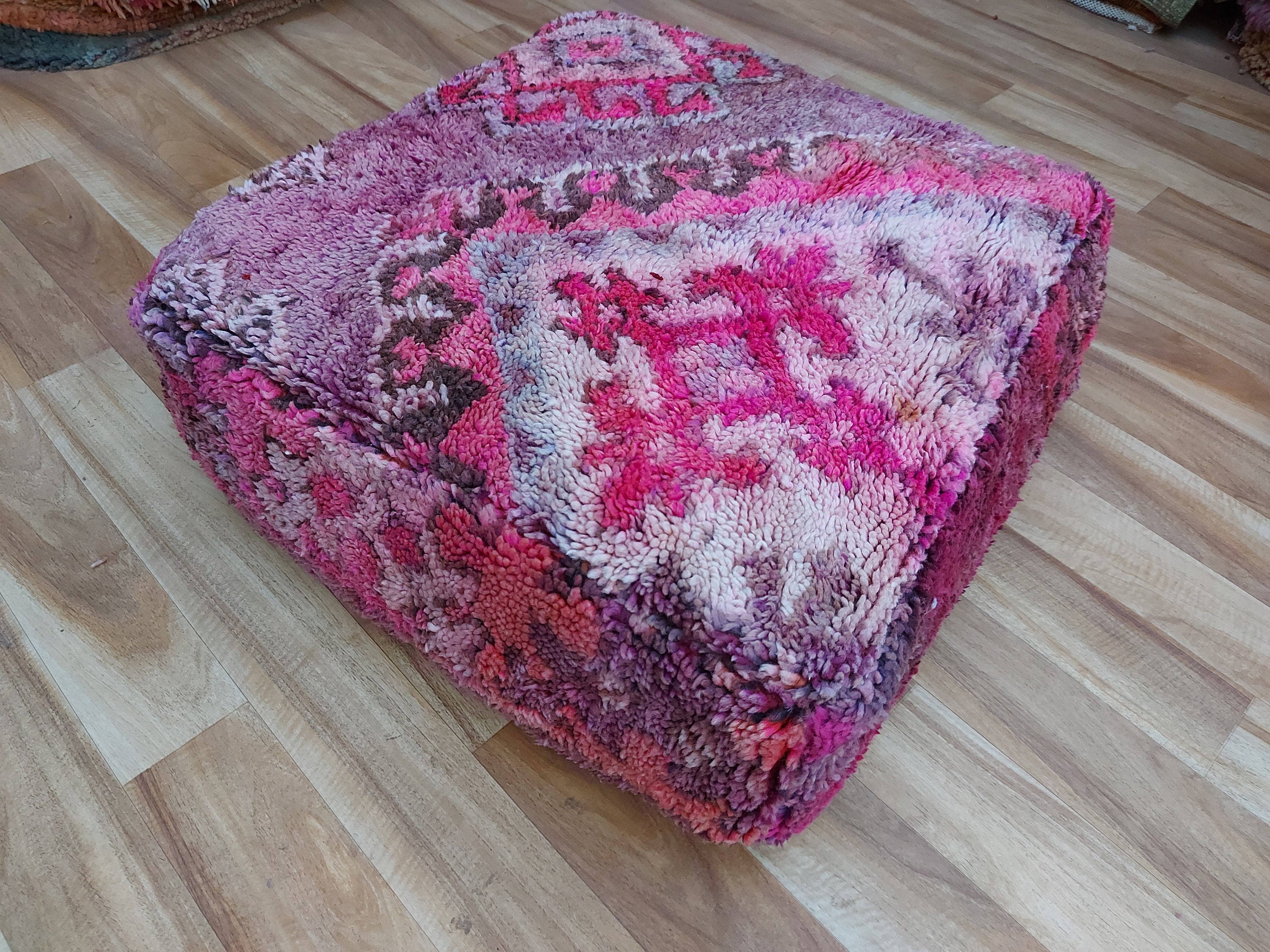 Moroccan Floor Cushion, Moroccan Vintage Pouf, Seat 24x2411H