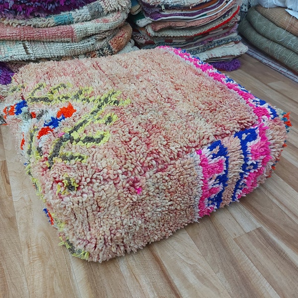 Moroccan Floor Cushion,Ottoman Wool Floor Pillow,Vintage Moroccan,  Berber Square Pouf, Berber Pouf, Berber Floor Cushion, Moroccan Pouf