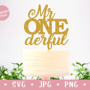 SVG Happy 1st Birthday Cake Topper - Mr One derful - One year old svg - First Birthday svg - Mr One derful svg - Digital - Cake Topper SVG