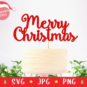 SVG Feliz Natal Bolo Topper - Feliz Natal SVG - Bolo de Natal SVG - Feliz Natal svg - Download digital - Cricut Silhouette - Feriado