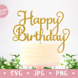 SVG Joyeux anniversaire Gâteau Topper - Simple Gâteau d’anniversaire Topper SVG - Joyeux anniversaire SVG - Décor d’anniversaire - gâteau de bricolage topper svg heureux bday svg