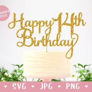 SVG Happy 14th Birthday Cake Topper - Happy Birthday Cake Topper SVG - Birthday SVG - Téléchargement numérique - Cricut et Silhouette