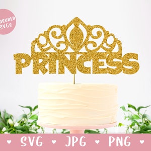SVG Princess Cake Topper - Tiara Cake Topper SVG - Princess SVG - Tiara svg Princess theme princess crown diy cake topper svg happy bday svg