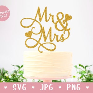 SVG Mr and Mrs ケーキ トッパー - Mr & Mrs SVG デジタル ダウンロード - ウェディング ケーキ トッパー SVG - エンゲージメント - ブライダル - パーティー jpg インスタント ファイル