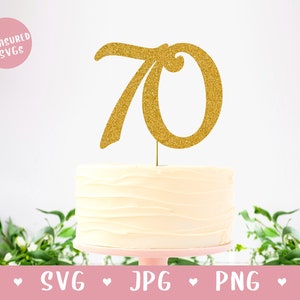 70e verjaardag SVG - SVG Gelukkige 70e verjaardag taart topper - gelukkige verjaardag taart topper SVG - gelukkige 70e verjaardag snijbestand 70e taart topper