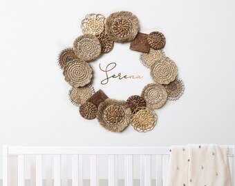 Mini 18 Wall Basket Set like Wreath for Nursery Room, Boho Kids Room Wall Decor, Boho Wall Decoration, Boho Nursery Natural Wall Decoration