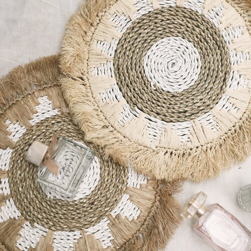 Natural Placemats Fringe Hanging Wall Natural Decor Fringe Etsy