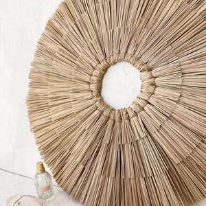 Mendong 3 Stacks Big Round Wall Decor, Boho Wall Basket, Round Wall Basket Decor, Woven Wall Basket, Tropical Wall Decor,Coastal Decor