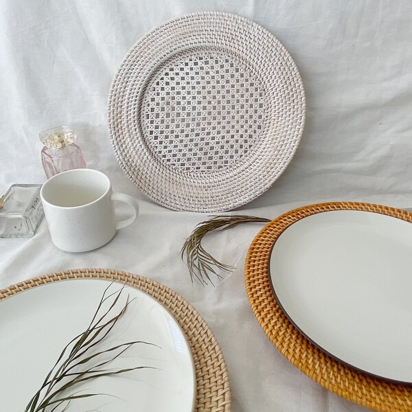 Rattan Chargers Etsy
