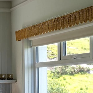 Custom Size Rattan Scalloped Window Valance, Scalloped Pelmet, Wicker Cornice Box, Natural Rattan Window Covering, Nursery Room Decor