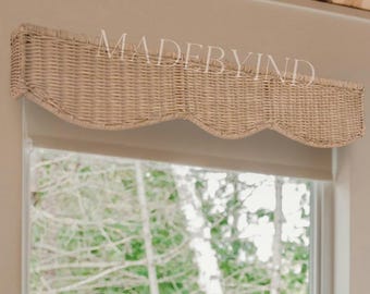 Classic Scalloped Rattan Pelmet, Window Pelmet, Rattan Valance Made from Rattan, Natural Rattan Decoration, Natural Rattan Window Cover