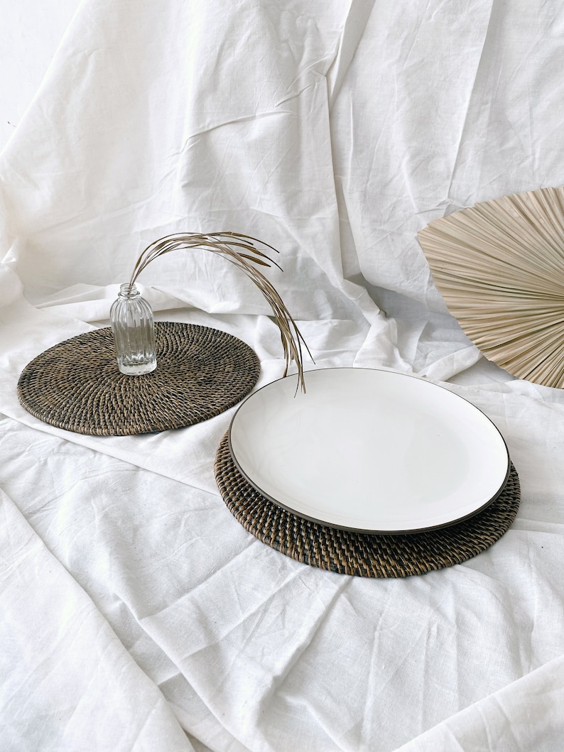 Dark Brown Rattan Placemats Rattan Placemats for Round Table Etsy
