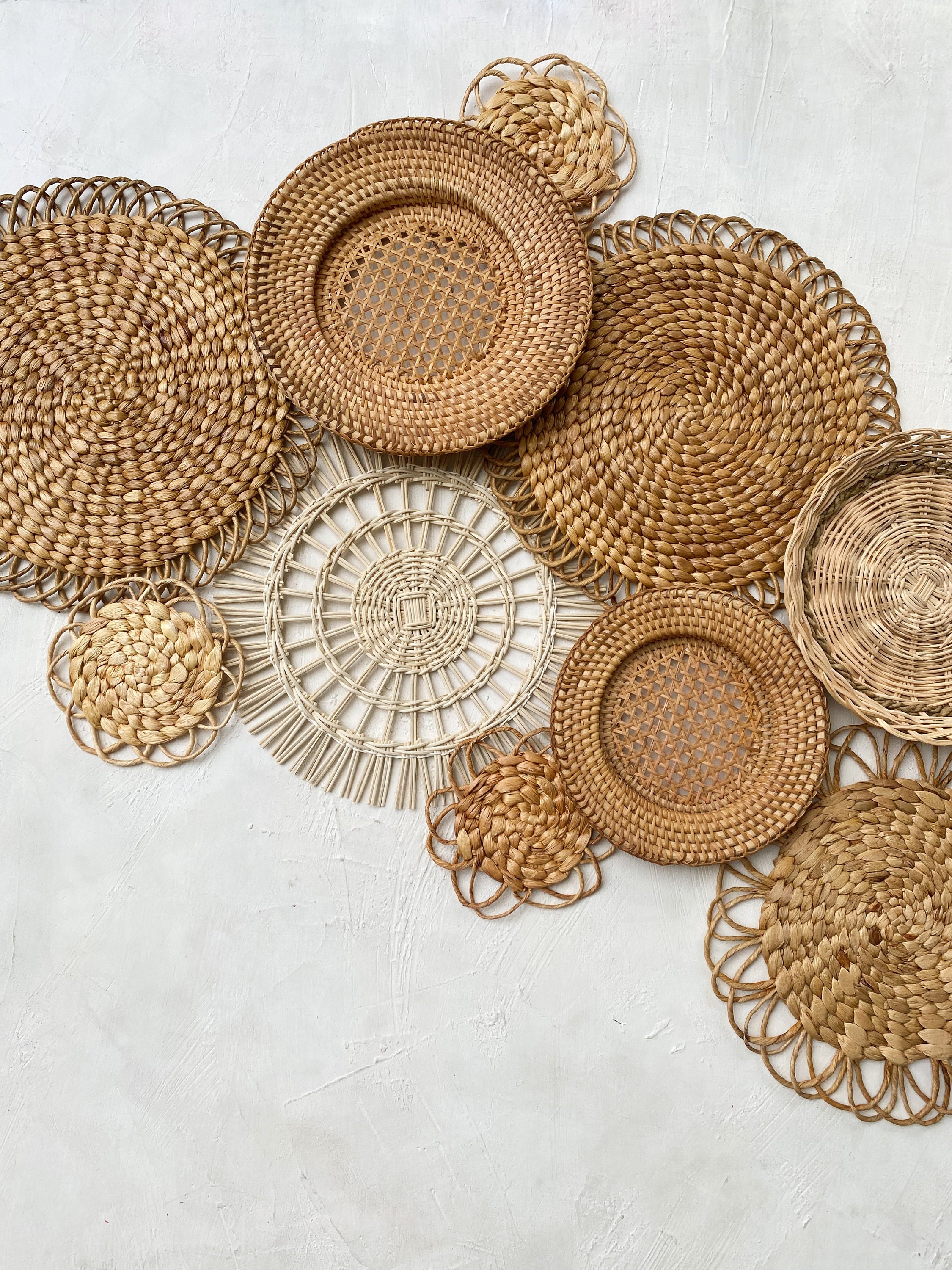 Boho Woven Wall Basket Set: Natural Brown Decor, Set of 11 - Etsy