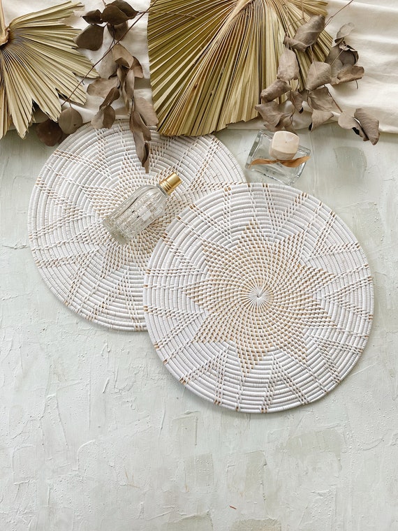 Star Round White Rattan Placemats Whitewashed Color Placemats - Etsy Denmark