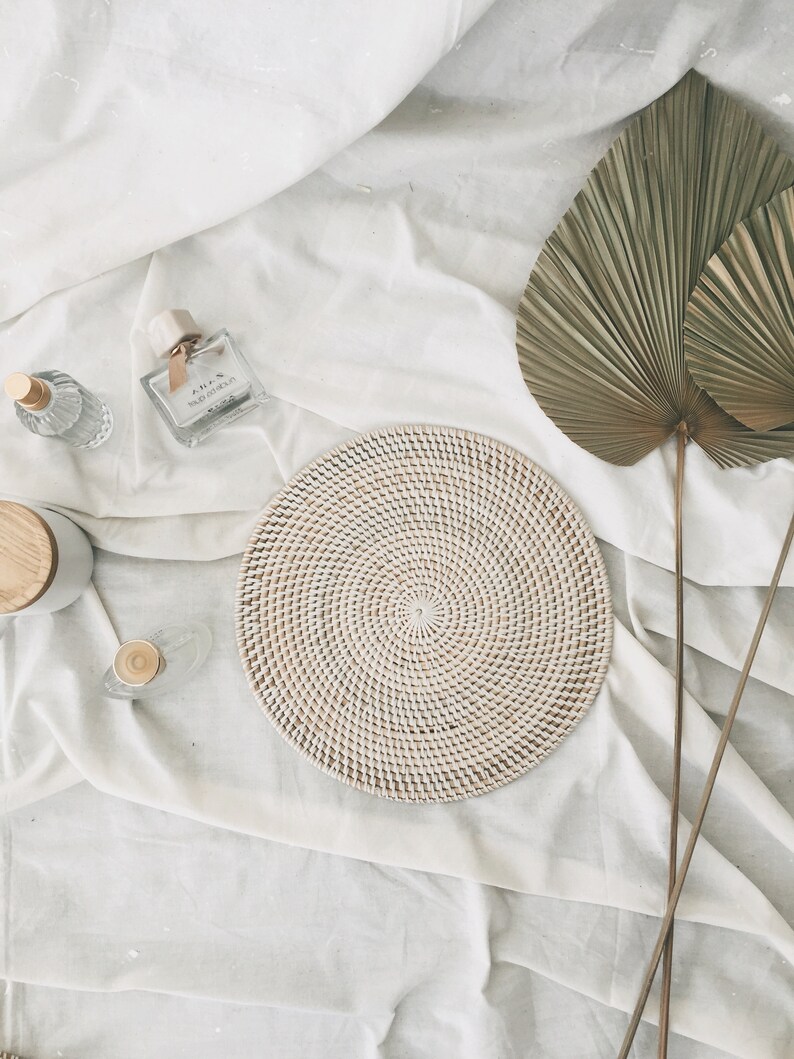 Round White Rattan Placemats White Color Placemats Dining Etsy