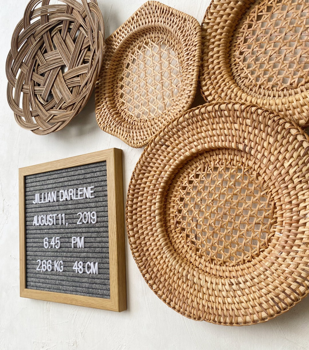 Boho Nursery Wall Basket Set: Natural Woven Wall Art ( Frame Not ...