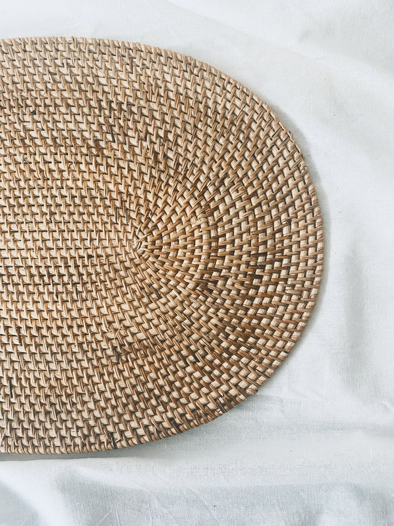 Natural Oval Rattan Placemats Natural Rattan Table Pad Etsy
