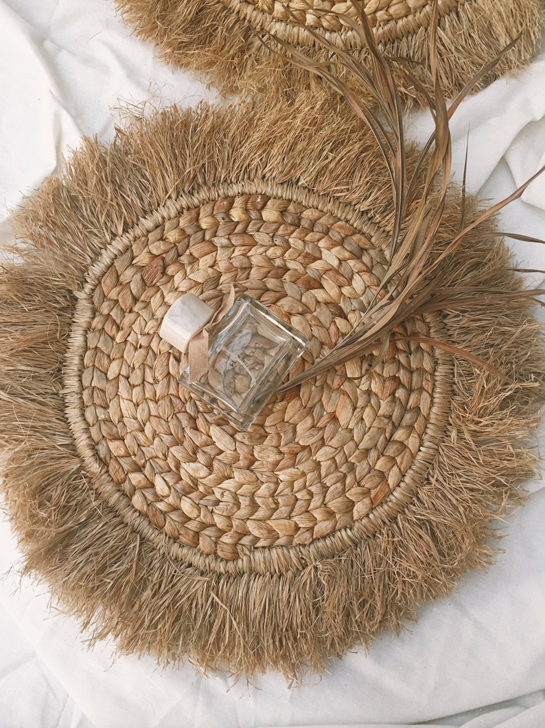 Boho Placemats Natural Placemats Vintage Woven Braided Etsy