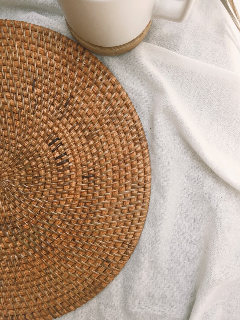 Honey Round Rattan Placemats Honey Natural Color Placemats Etsy