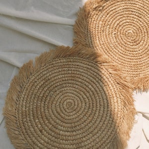 Natural Raffia Placemats, Boho Placemats, Fringe Placemats, Raffia ...