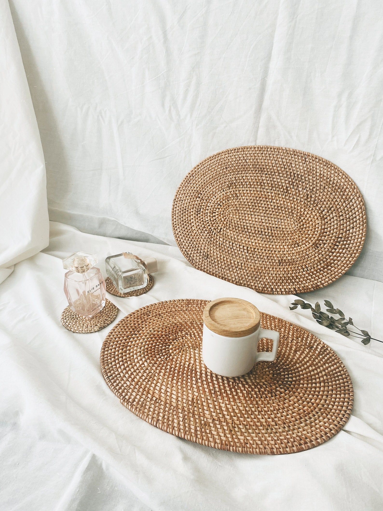 Natural Oval Rattan Placemats Natural Rattan Table Pad Etsy