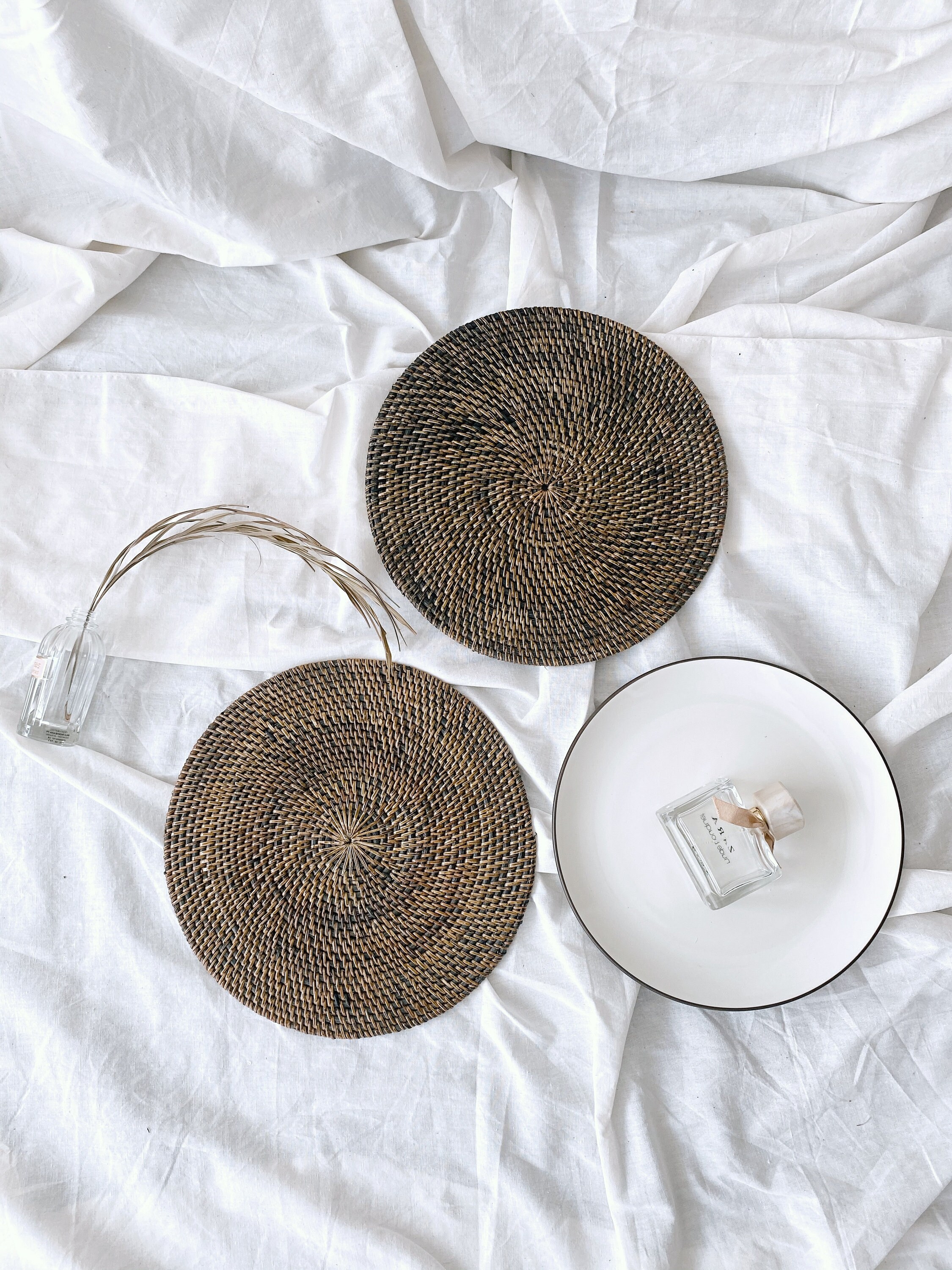 Dark Brown Rattan Placemats Rattan Material Dark Rattan Etsy