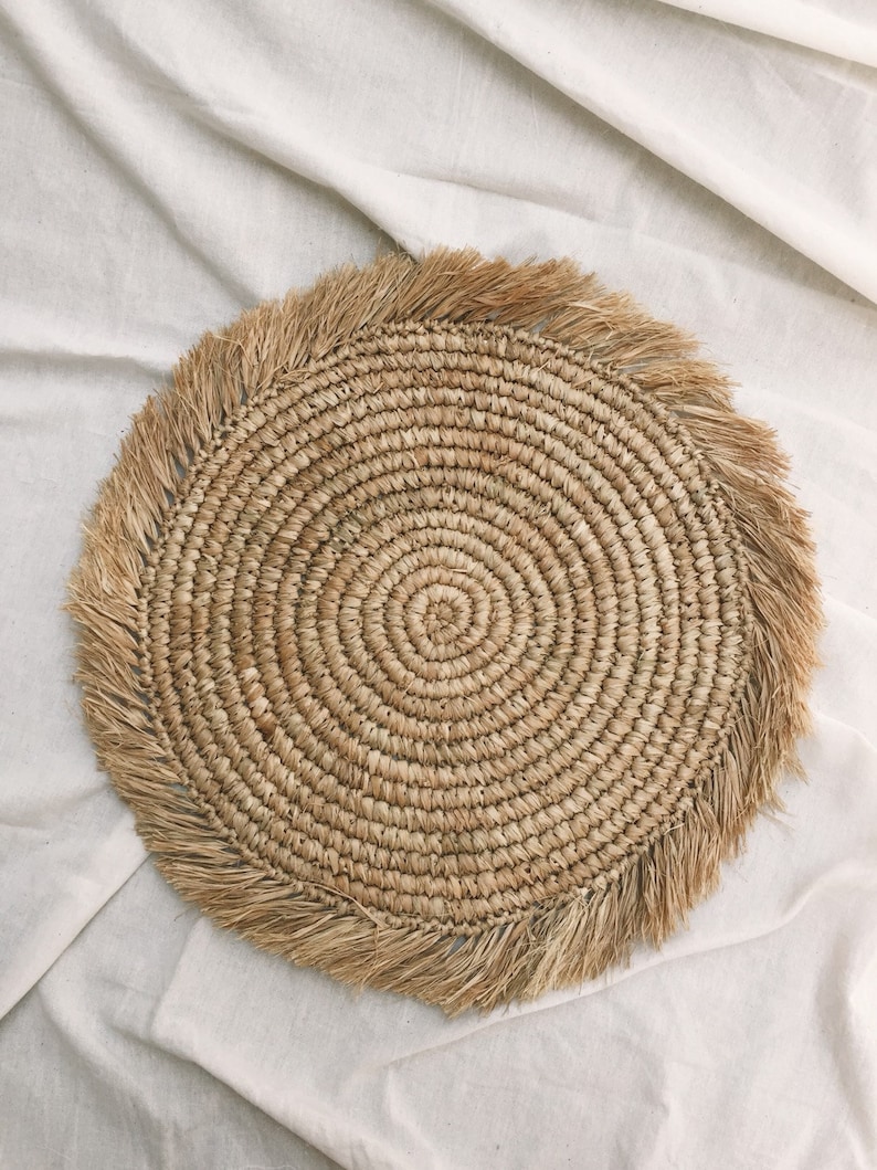 Natural Placemats Boho Placemats Fringe Placemats Raffia Etsy