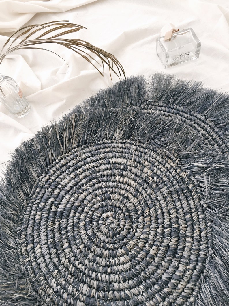 Gray Natural Placemats Boho Placemats Fringe Placemats Etsy UK
