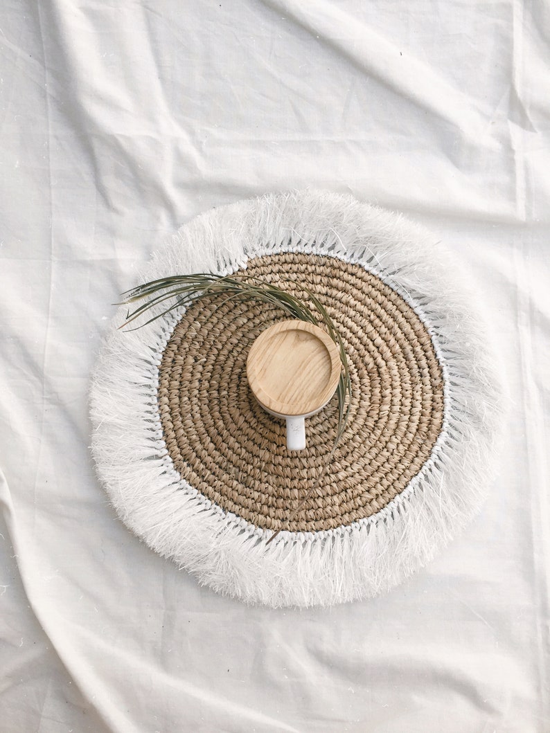 Natural White Fringe Placemats Boho Placemats White Fringe Etsy UK