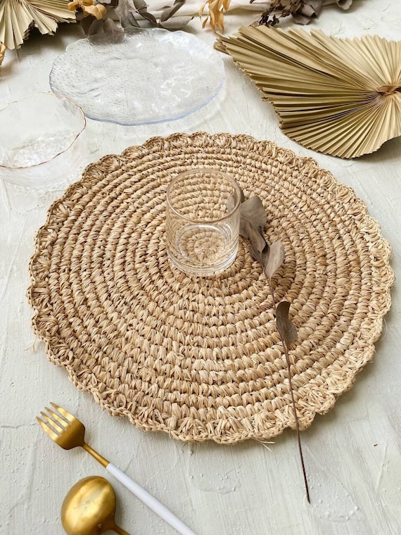 Natural Raffia Placemats, Boho Placemats, Fringe Placemats, Raffia  Placemats & Table Charger,placemats for Round Table,handwoven Raffia Mats 