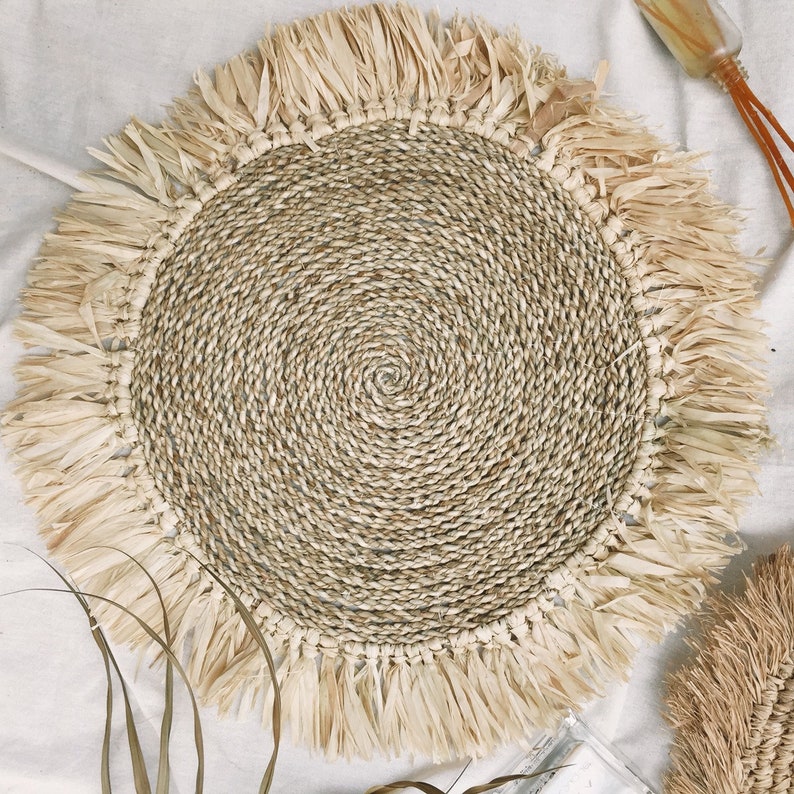 Sea Grass Placemats Fringe Placemats Boho Mat Heat Decor Etsy