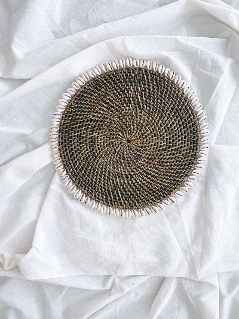 Dark Brown Rattan Shell Placemats Shell Placemats Straw Etsy