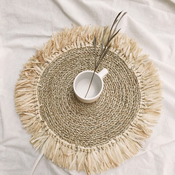 Sea Grass Placemats Fringe Placemats Boho Mat Heat Decor Etsy