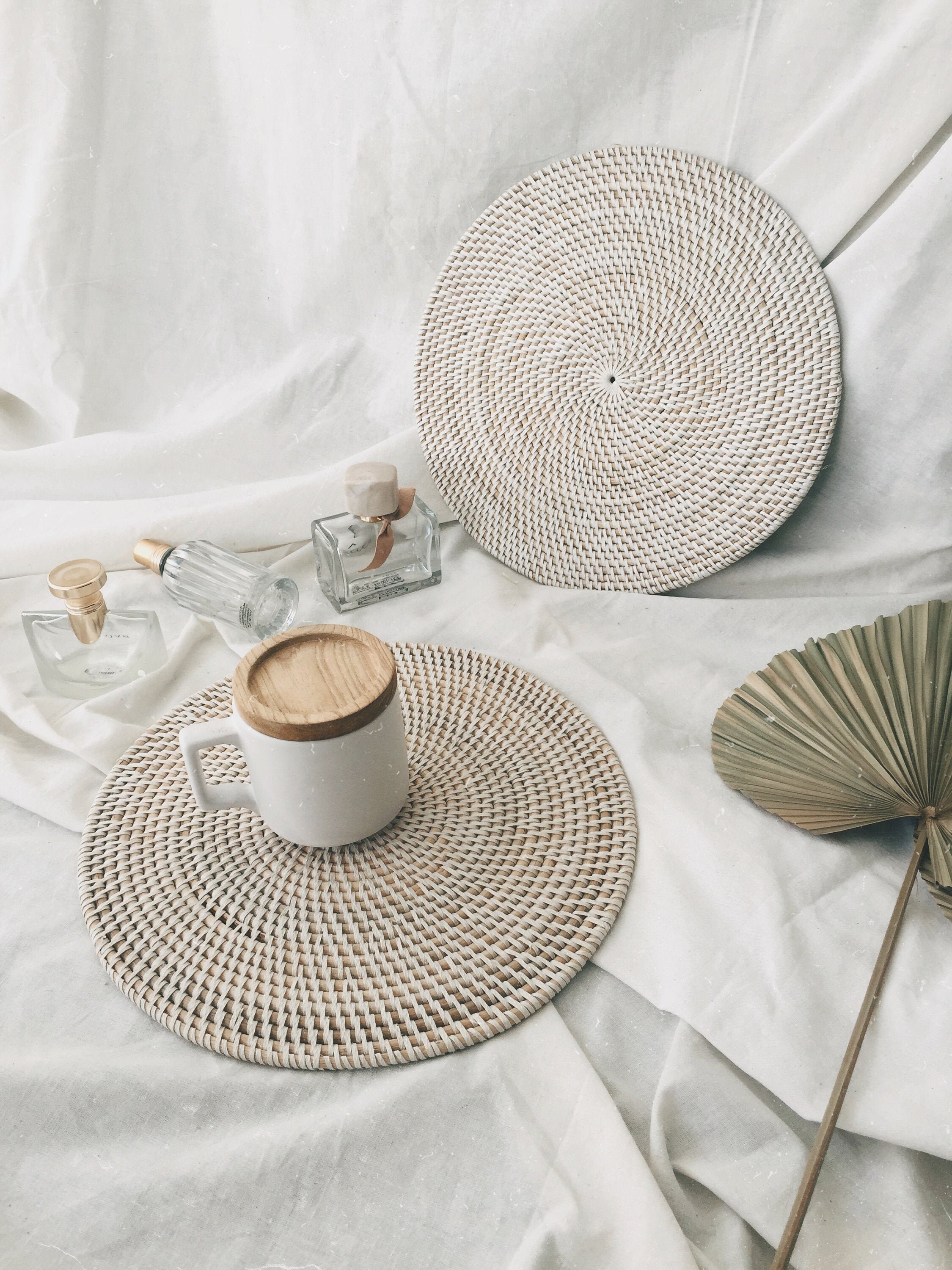 J.Elliot Pacifica Round Rattan Placemat 35cm Whitewash