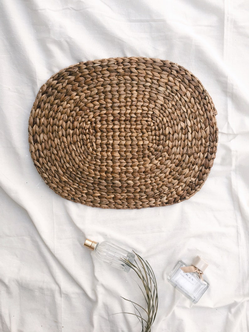Oval Boho Placemats Natural water hyacinth placemats Vintage Etsy